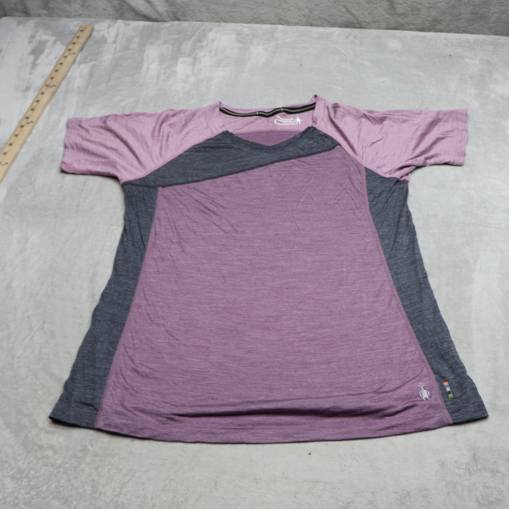 Smartwool Shirt Women Small Purple Wool Blend Merino Sport 120 Bike Short Sleeve